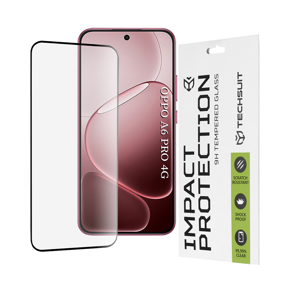 Película de Proteção de Ecrã Techsuit para Oppo A6 Pro 5G / A6 Pro 4G, Vidro Temperado, Full Glue, 111D, Preta