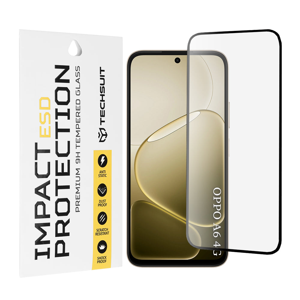 Película Protetora de Ecrã Techsuit para Oppo A6x 4G / A6x / A6 4G, Vidro Temperado, Full Glue, Preta