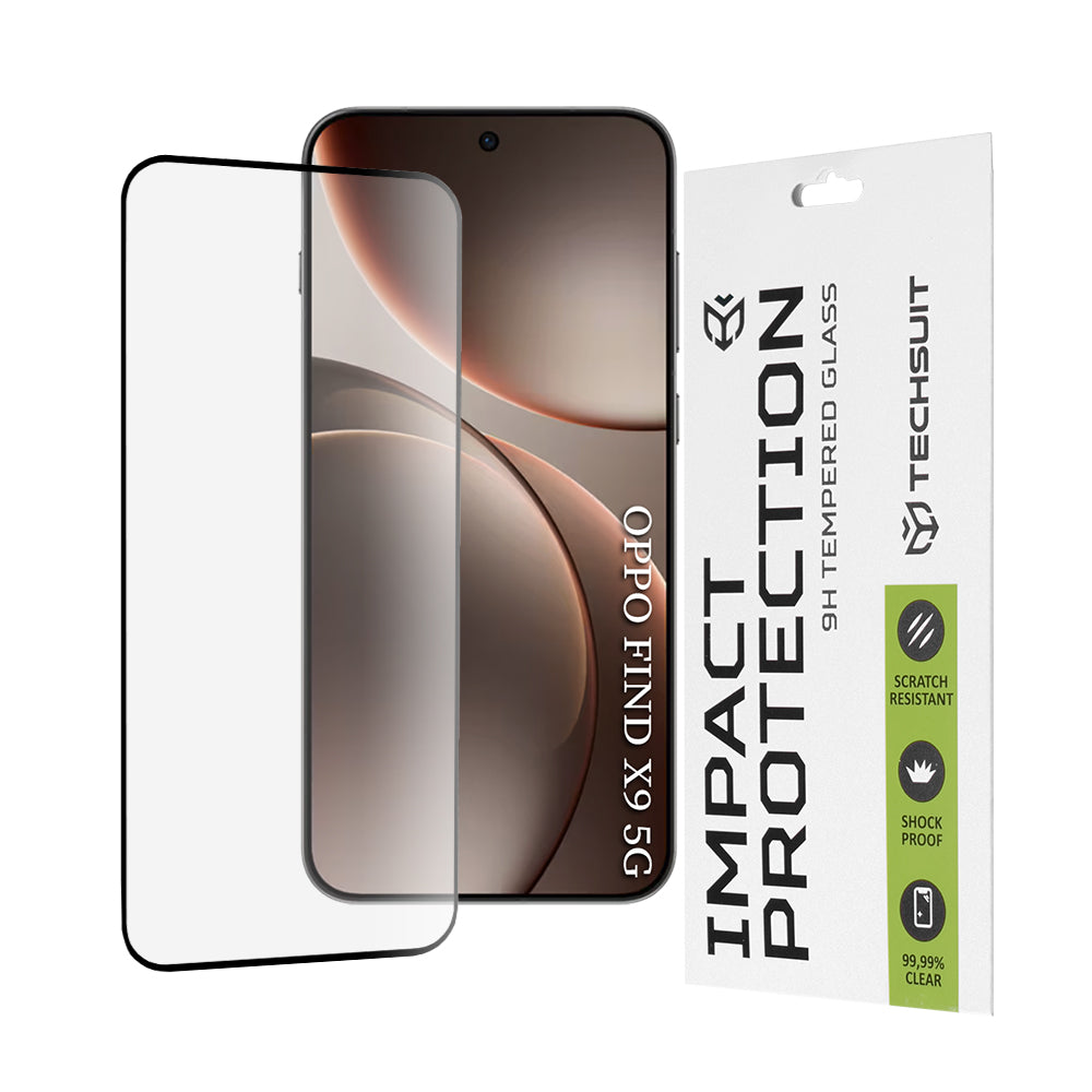 Película de Proteção de Ecrã Techsuit para Oppo Find X9, Vidro Temperado, Full Glue, 111D, Preta