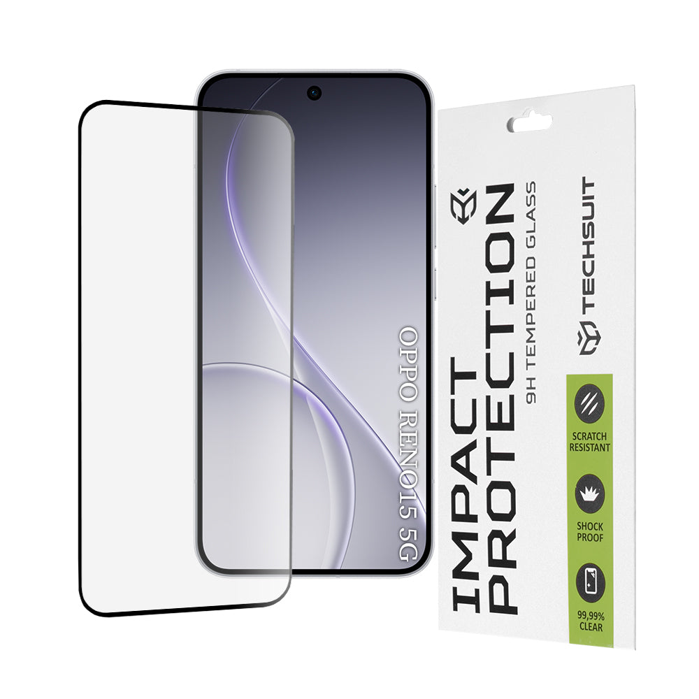Película de Proteção de Ecrã Techsuit para Oppo Reno15, Vidro Temperado, Full Glue, 111D, Preta