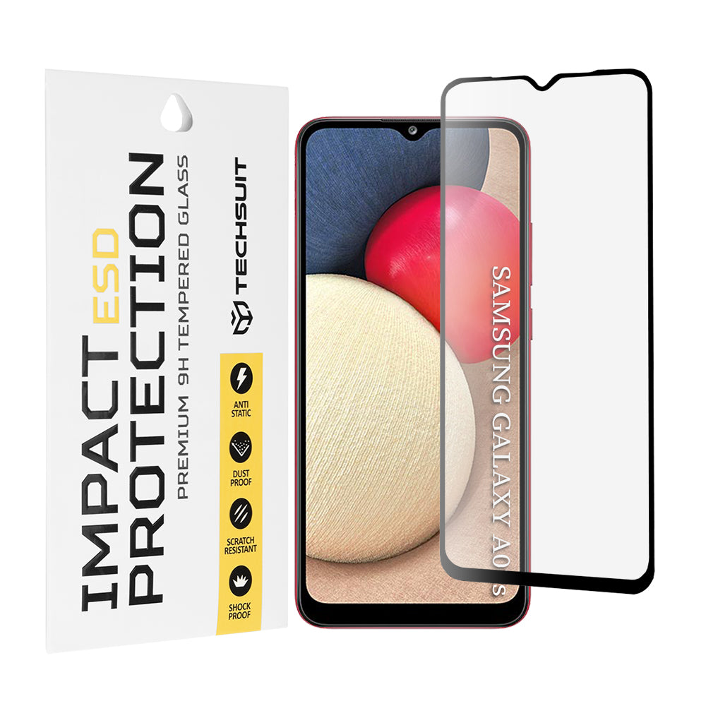Película protetora de ecrã Techsuit para Samsung Galaxy A04e A042 / M04 M045 / A03 A035 / A03 Core A032, Vidro Temperado, Cola Total, Preta