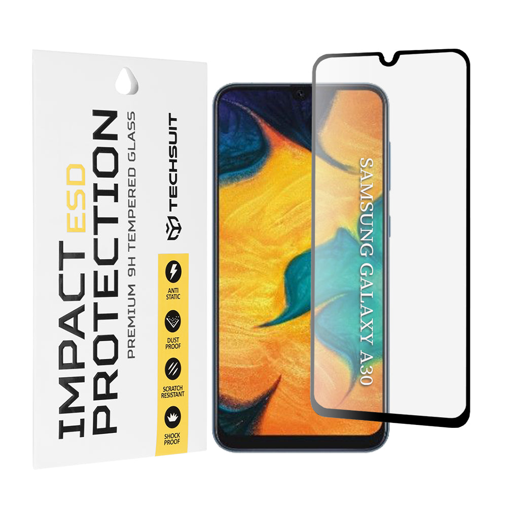 Película protetora de ecrã Techsuit para Samsung Galaxy M31 M315 / M21 M215 / A50s A507 / A30s A307 / M30s M307, Vidro Temperado, Cola Total, Preta