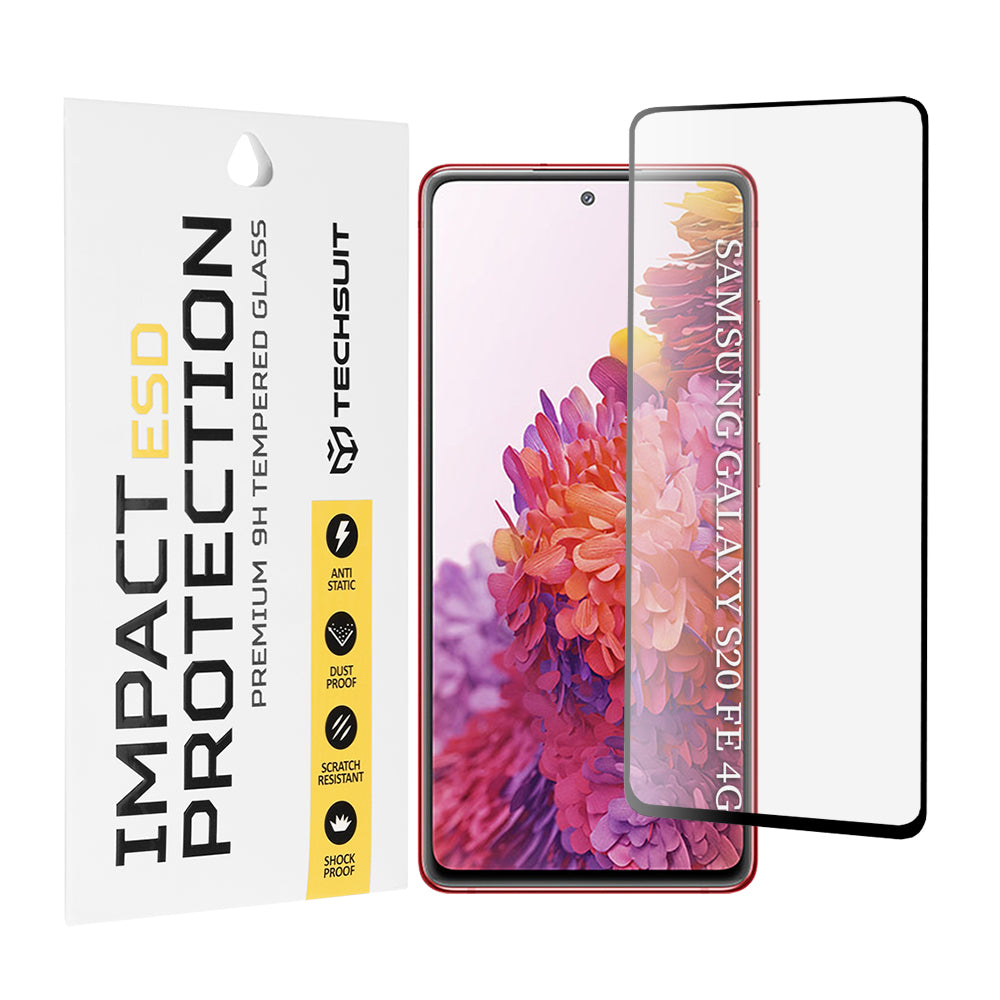Película protetora de ecrã Techsuit para Samsung Galaxy S20 FE 2022 G781 / S20 FE 5G G781 / S20 FE G780, Vidro Temperado, Cola Total, Preta