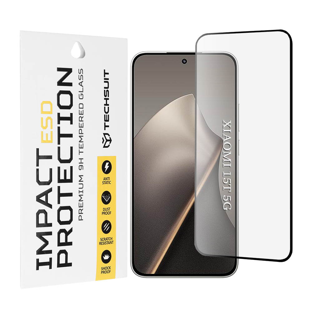 Película de Proteção de Ecrã Techsuit para Xiaomi 15T, Vidro Temperado, Full Glue, Preta