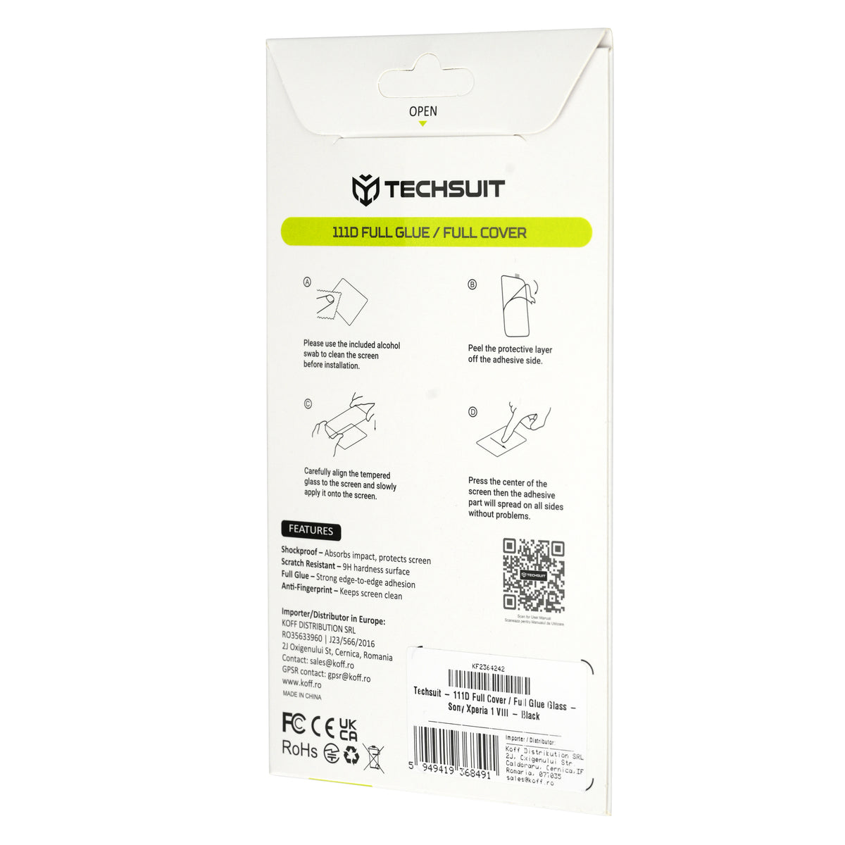 Película protetora de ecrã Techsuit para Xiaomi 17T Pro, vidro temperado, cola total, 111D, preta