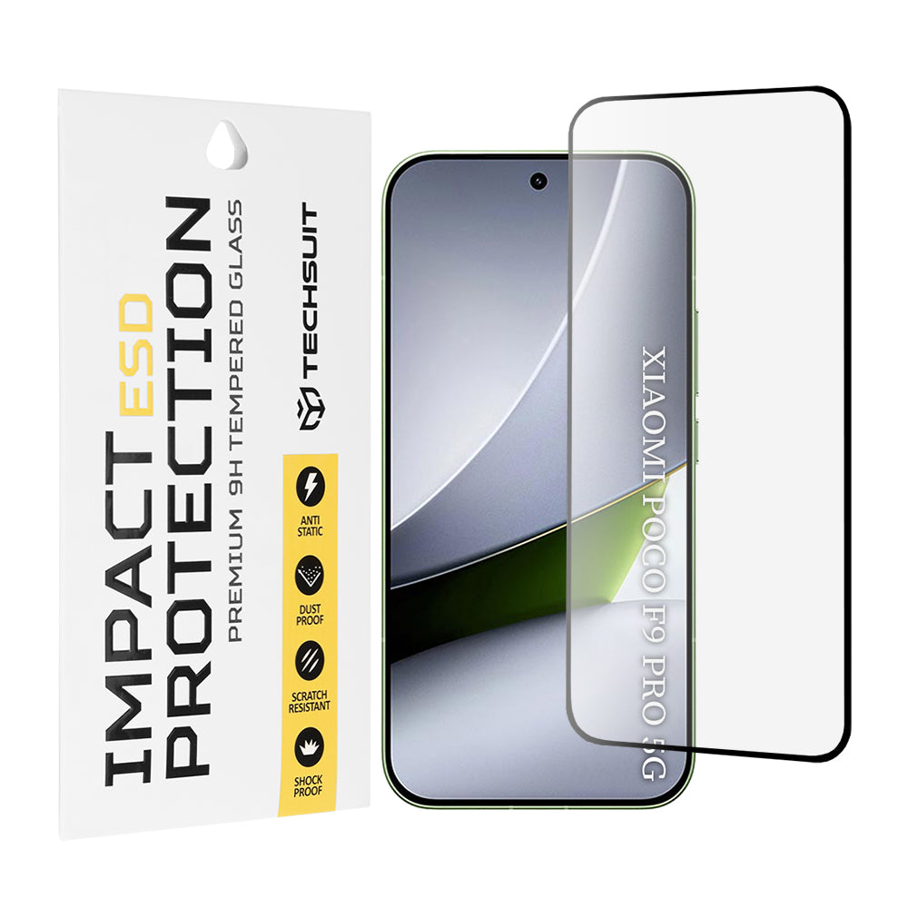 Película de proteção de ecrã Techsuit para Xiaomi Poco F9 Pro, vidro temperado, colagem total, preta