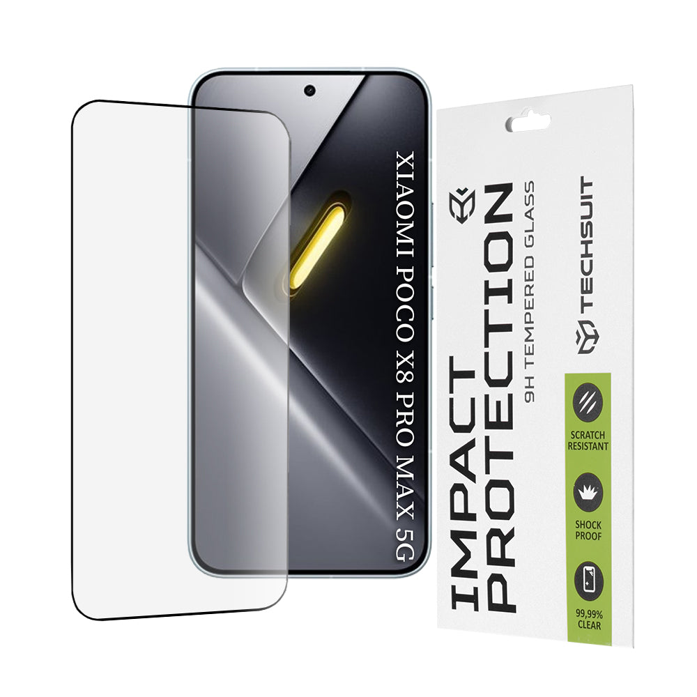 Película de Proteção de Ecrã Techsuit para Xiaomi Poco X8 Pro Max, Vidro Temperado, Full Glue, 111D, Preta