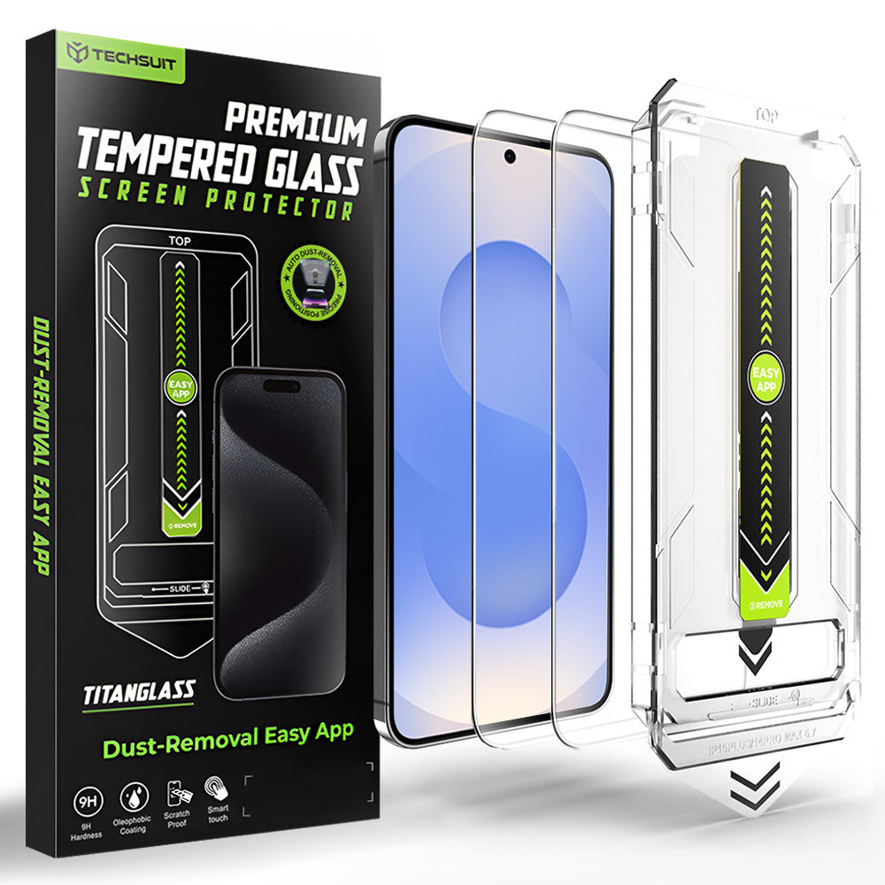 Película Protetora de Ecrã Techsuit TitanGlass CrystalHD para Samsung Galaxy S26 S942, Vidro Temperado, Full Glue, Conjunto de 2 peças.