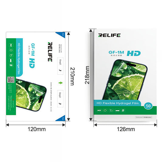 Película Hidrogel / TPU Relife GF-1M para Máquina de Laminação UV a Vácuo Sunshine C3 Mix Ultra, 120mm x 210mm, Conjunto de 50 peças