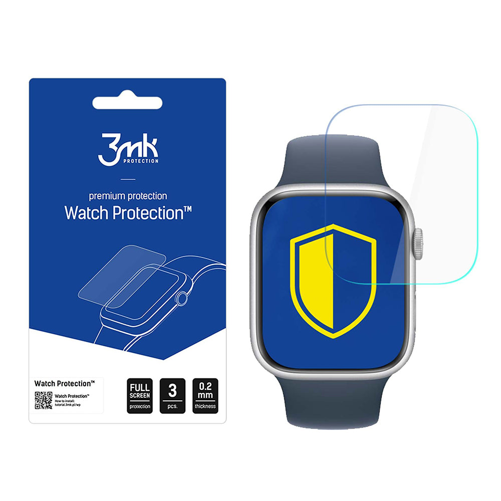 Película Protetora 3MK Arc para Apple Watch Series 11 46mm, Conjunto de 3 peças, Plástico