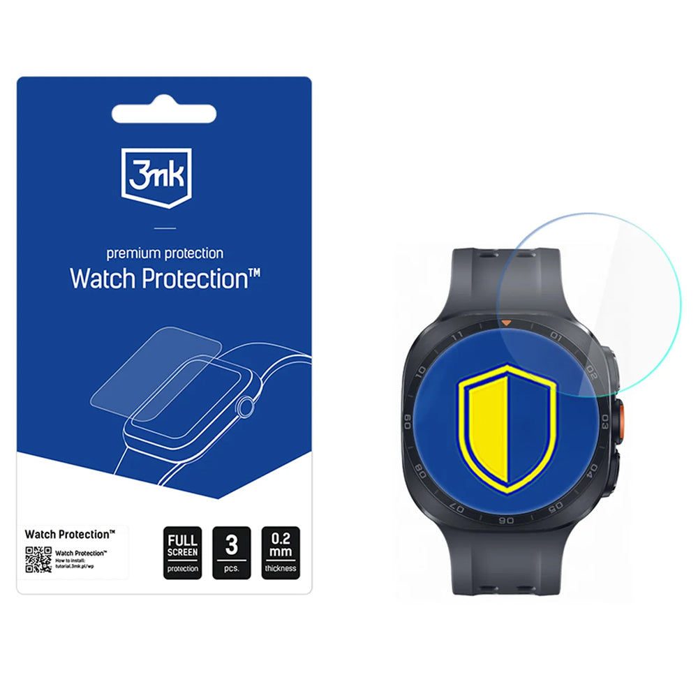 Película de Proteção 3MK FlexibleGlass para Samsung Galaxy Watch Ultra2, Conjunto de 3 peças, Vidro Flexível