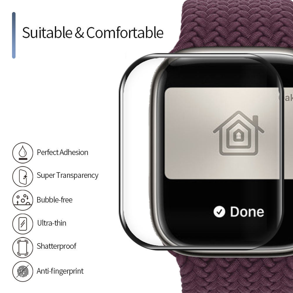Película de Proteção Blueo High Molecule para Apple Watch Series 10 42mm, Vidro Temperado, Preto