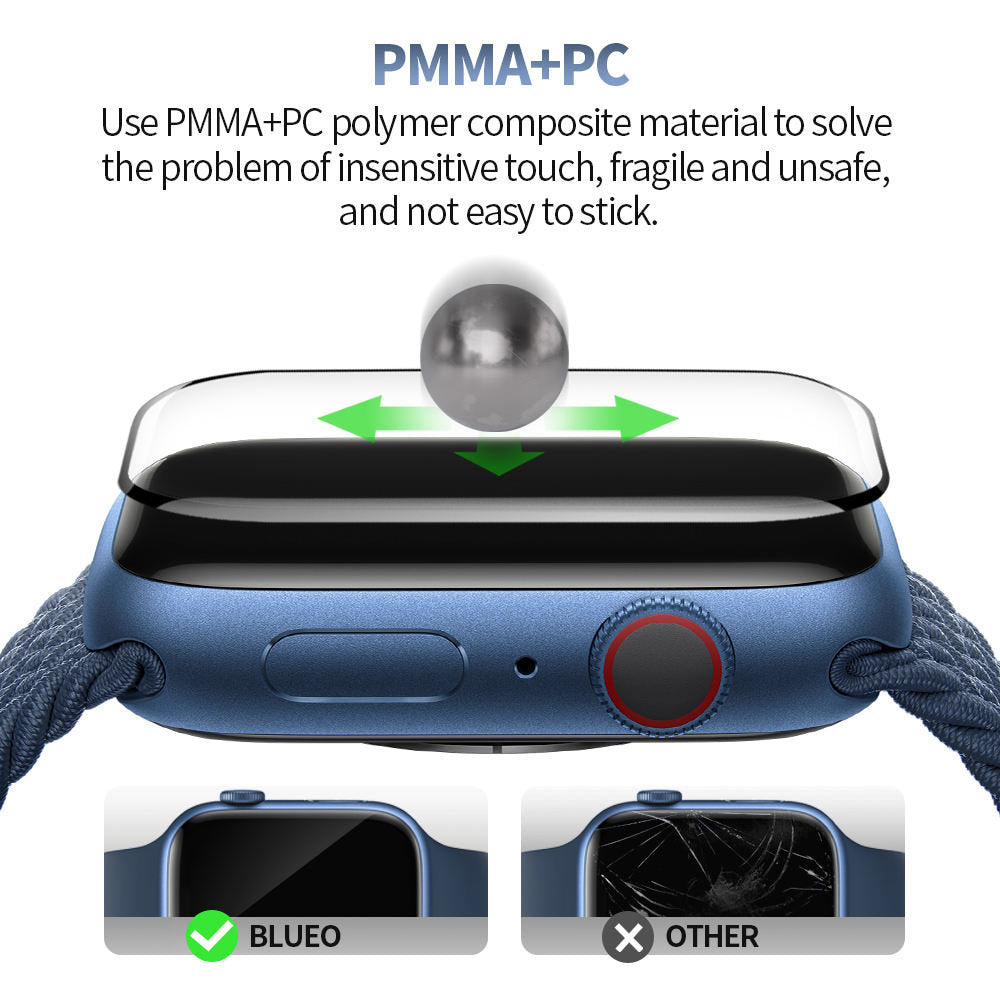 Película de Proteção Blueo High Molecule para Apple Watch Series 10 42mm, Vidro Temperado, Preto