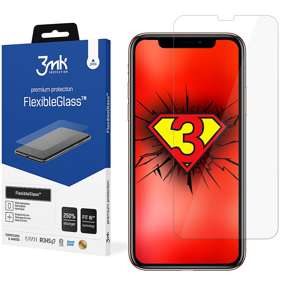 Película protetora de ecrã 3MK FlexibleGlass para Apple iPhone 11 / XR, Vidro Flexível, Cola Total