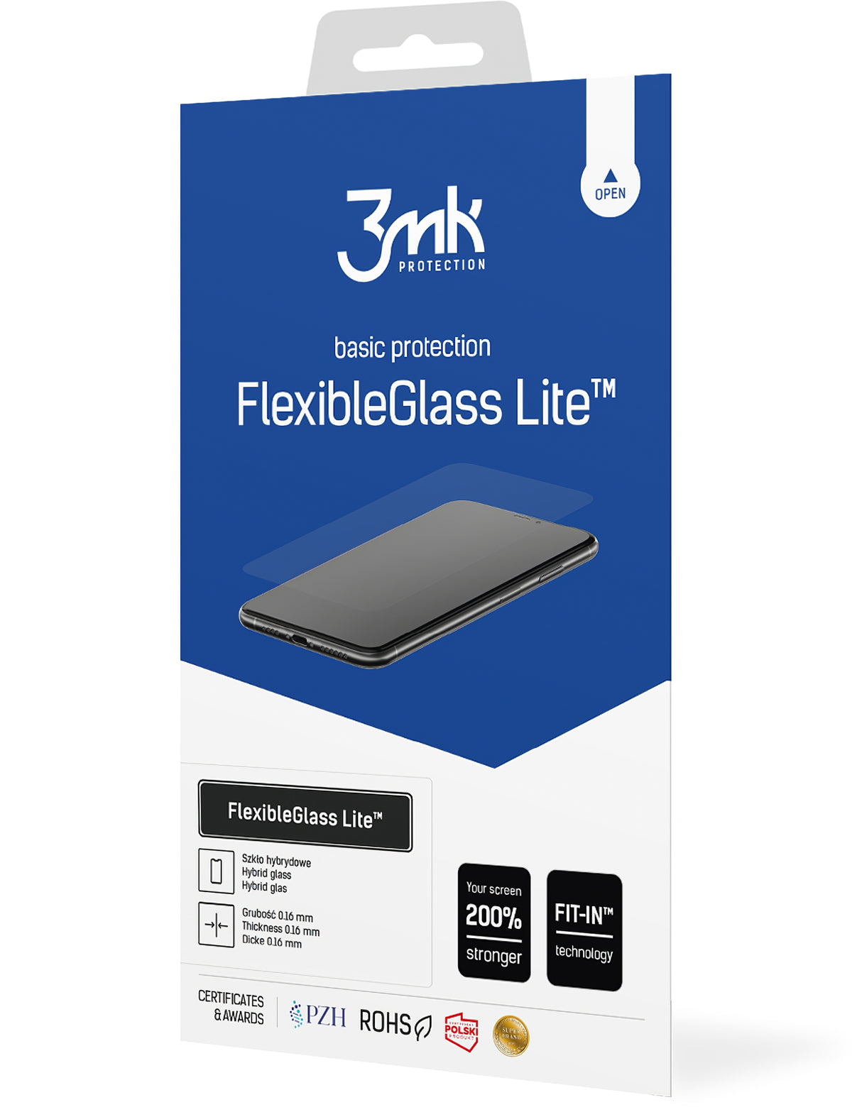 Película Protetora de Ecrã 3MK FlexibleGlass Lite para Apple iPhone 17e / 16e / 14 / 13 Pro, Vidro Flexível, Colagem Total