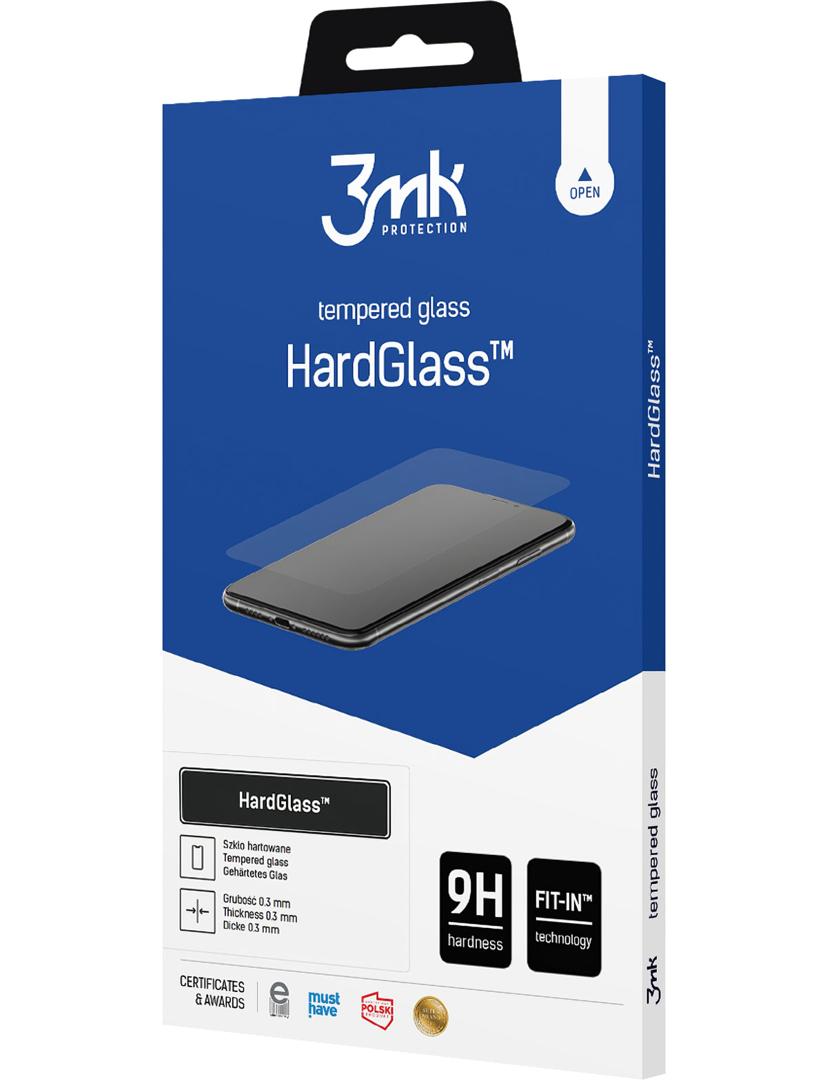 Película Protetora de Ecrã 3MK HardGlass para Apple iPhone 17e / 16e / 14 / 13 Pro, Vidro Temperado, Colagem Total
