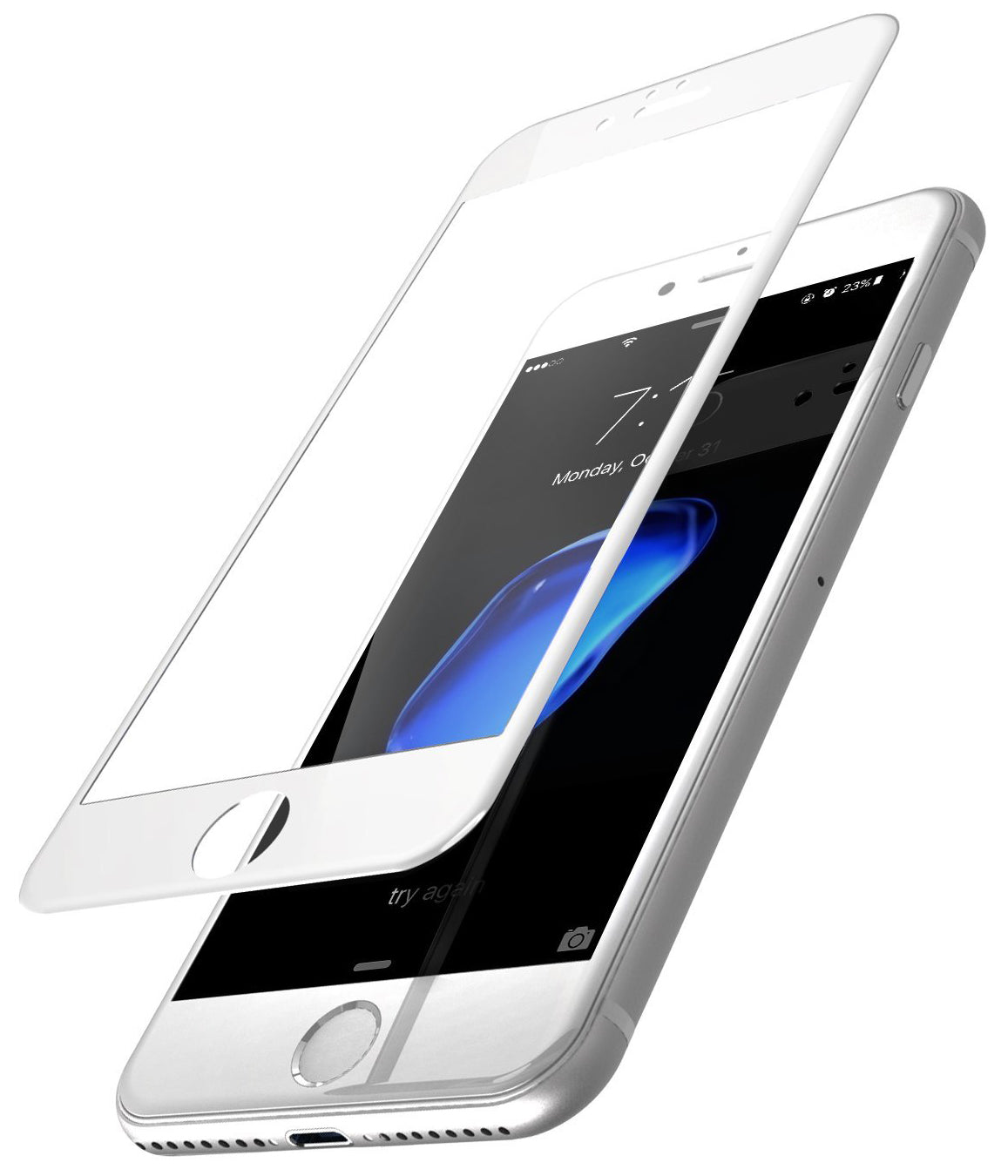 Película Protetora de Ecrã OEM para Apple iPhone SE (2022) / SE (2020) / 8, Vidro Temperado, Colagem Total, 5D, Branca
