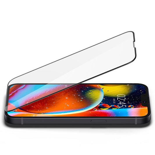 Película Protetora de Ecrã Spigen GlastR Slim para Apple iPhone 17e / 16e / 14 / 13 Pro, Vidro Temperado, Full Glue, Preta AGL03392