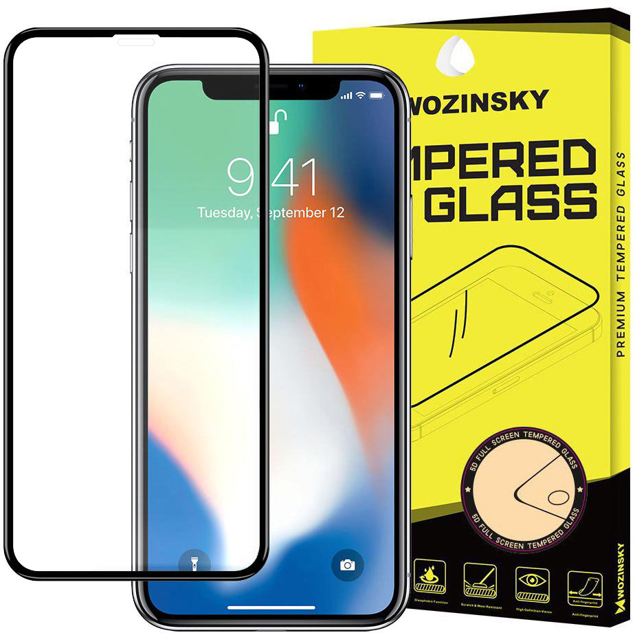 Película protetora de ecrã WZK para Apple iPhone 11 / XR, Vidro Temperado, Cola Total, Preta