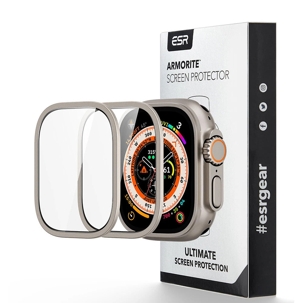 Película Protetora ESR Armorite para Apple Watch Ultra Series, Conjunto de 2 peças, Vidro Temperado, Bronze