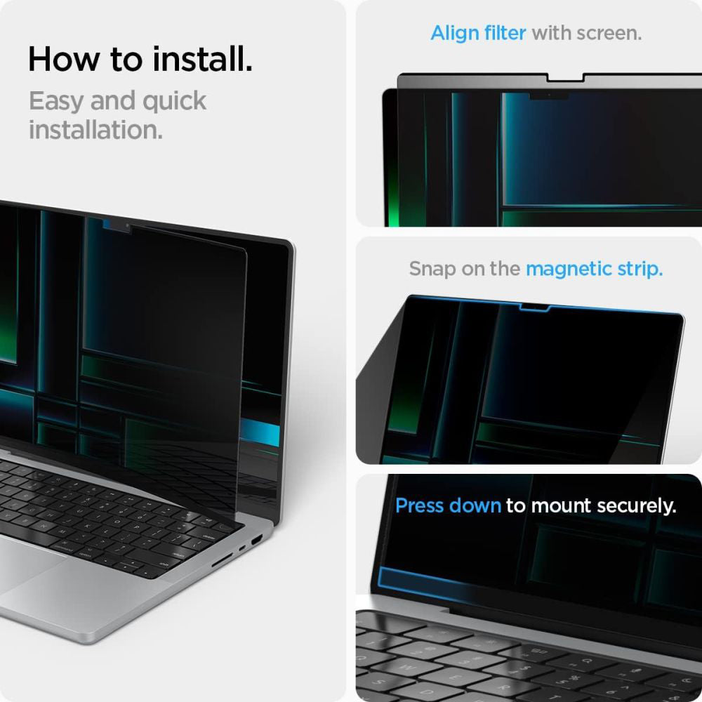 Película de Proteção de Ecrã Privacy Spigen Safe View Magnetic para Apple MacBook Pro 14inch (2022) / (2024) / (2023) / (2021), Plástico AFL06158