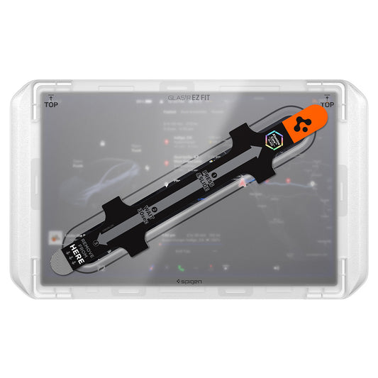 Película de Proteção Spigen GlastR EZ FIT Anti-Reflexo para Navegação Tesla Y 2026 Premium / Performance, Vidro Temperado AGL10819