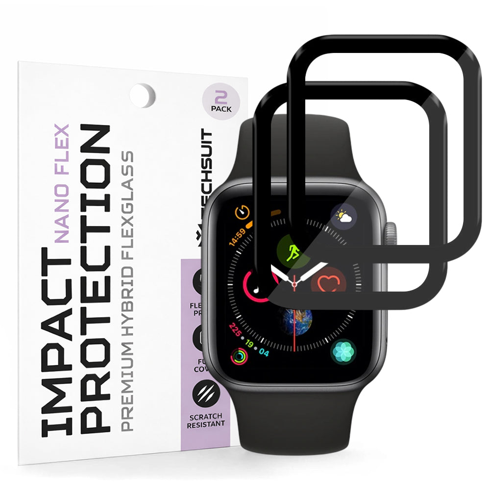 Película Protetora Techsuit Nano Flex para Apple Watch 40mm Series, Conjunto de 2 peças, Plástico, Preta