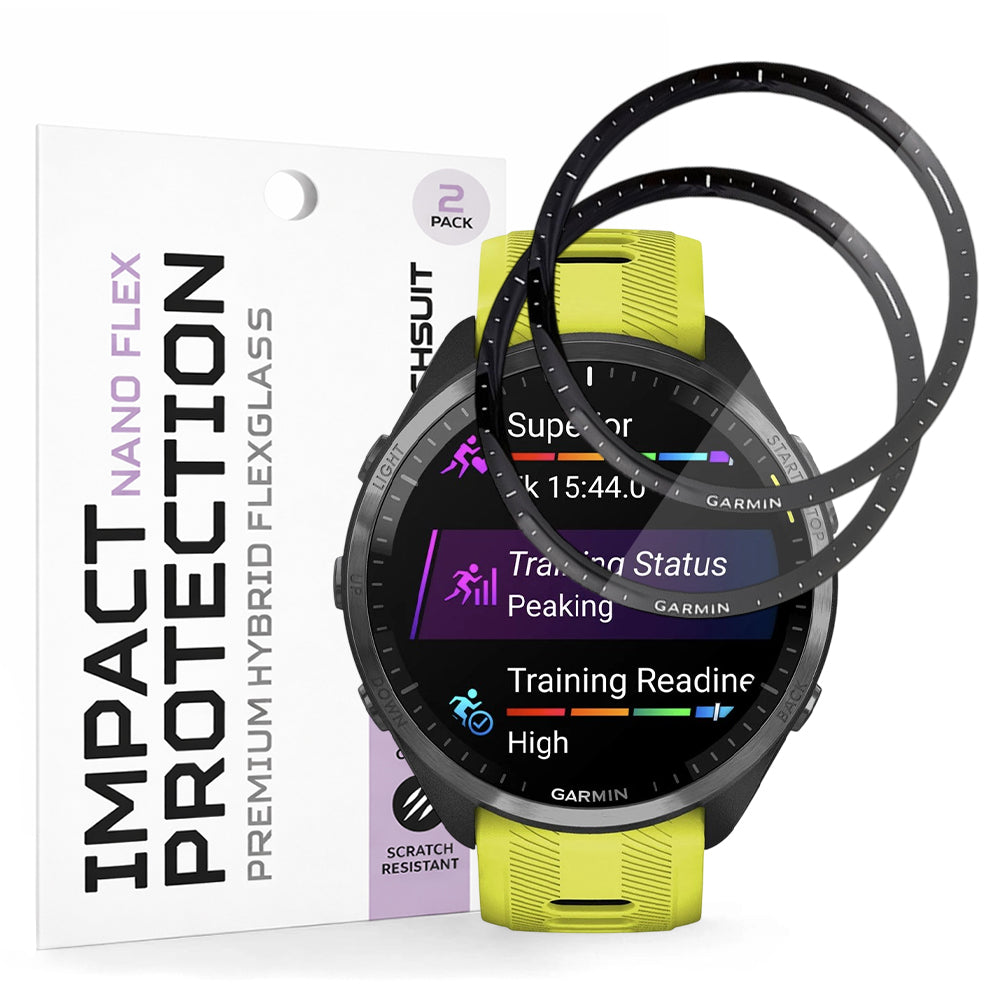 Película Protetora Techsuit Nano Flex para Garmin Forerunner 965, Conjunto de 2 peças, Plástico, Preta