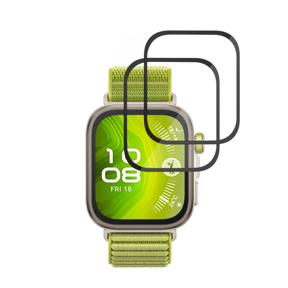 Película Protetora Techsuit Nano Flex para Huawei Watch Fit 4 Pro, Conjunto de 2 peças, Plástico, Preta
