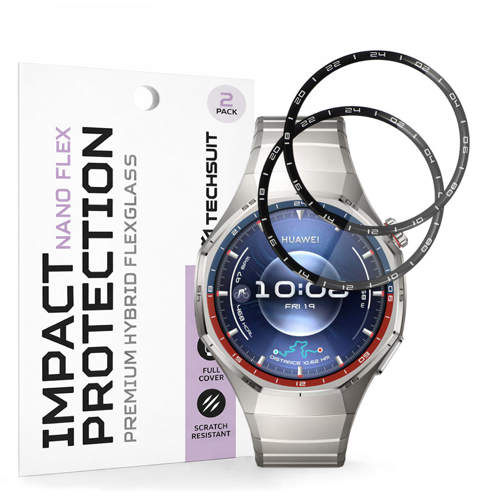Película Protetora Techsuit Nano Flex para Huawei Watch GT 6 Pro, Conjunto de 2 peças, Plástico, Preta