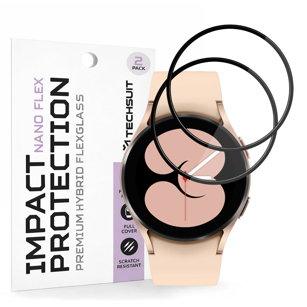 Película Protetora Techsuit Nano Flex para Samsung Galaxy Watch4 40mm, Conjunto de 2 peças, Plástico, Preta