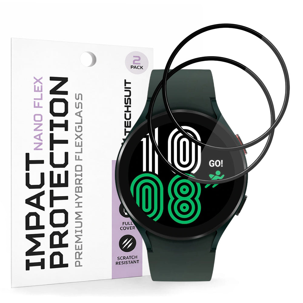 Película Protetora Techsuit Nano Flex para Samsung Galaxy Watch4 44mm, Conjunto de 2 peças, Plástico, Preta