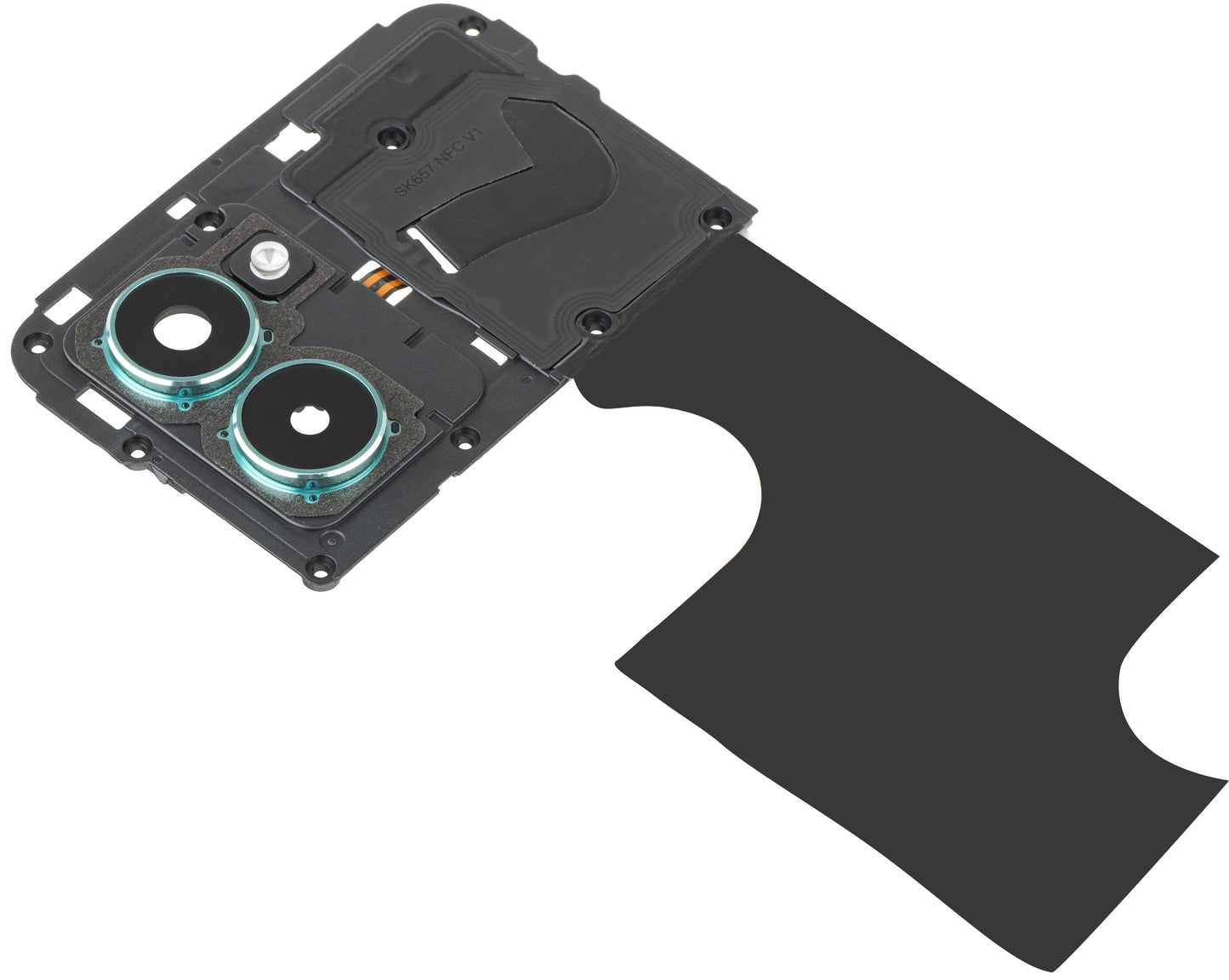 Vidro da Câmera Traseira - Flash - Moldura Interna - Antena NFC HMD Pulse Pro, com Moldura, Verde (Glacier Green), Service Pack 286954437