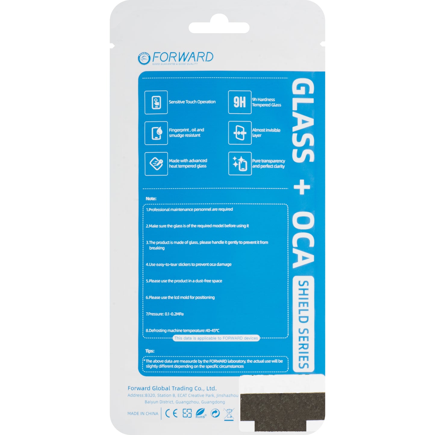 Vidro de Ecrã + OCA Forward Shield para Samsung Galaxy S24 S921, Preto