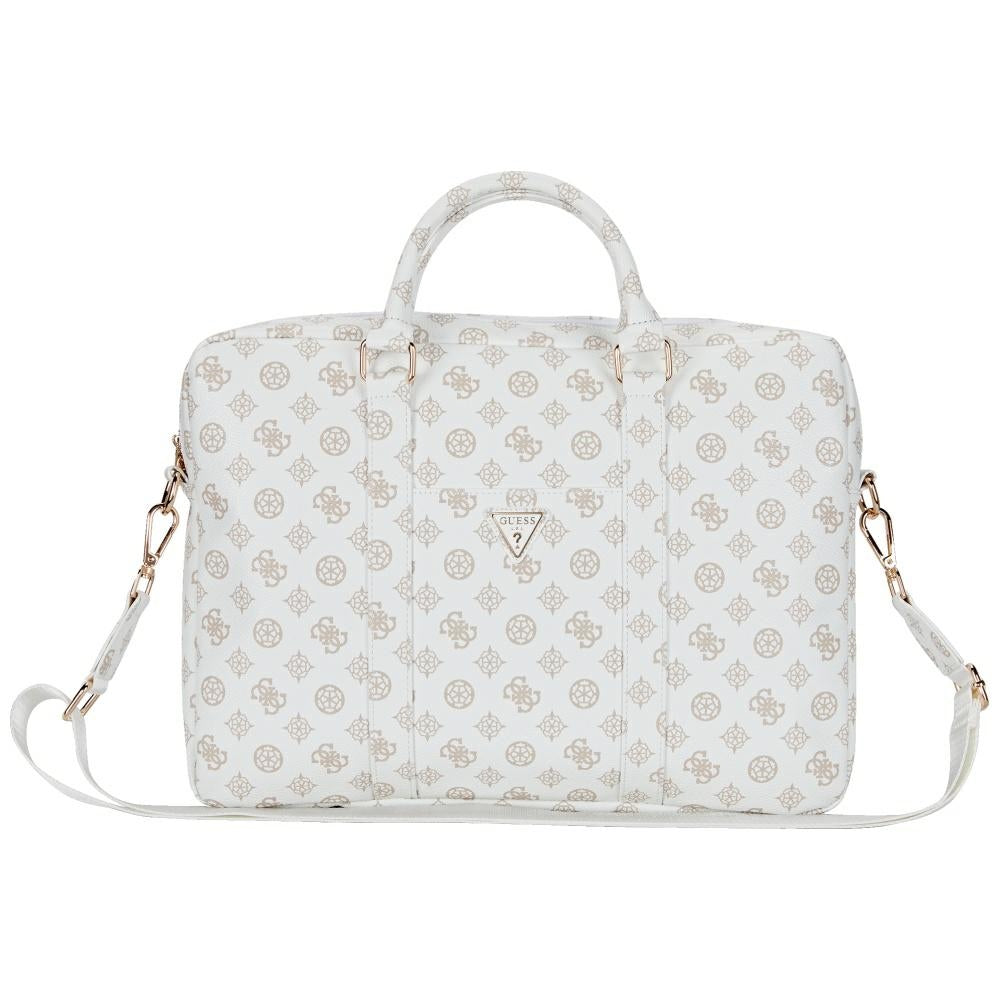Mala Guess Peony Triangle Logo para Laptop 16 polegadas, Branca