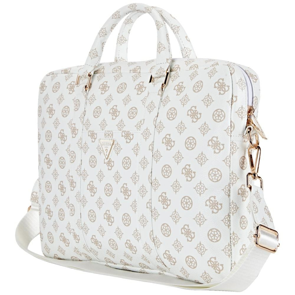 Mala Guess Peony Triangle Logo para Laptop 16 polegadas, Branca