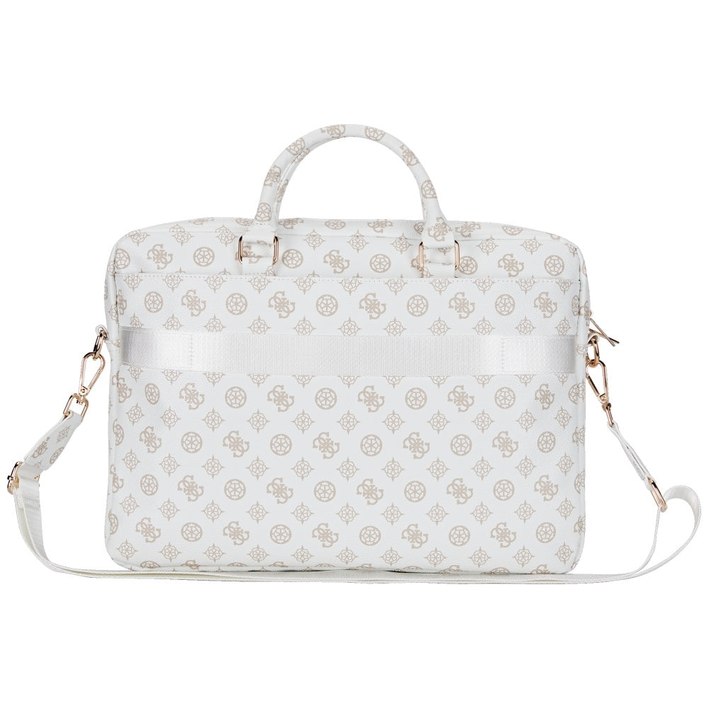 Mala Guess Peony Triangle Logo para Laptop 16 polegadas, Branca