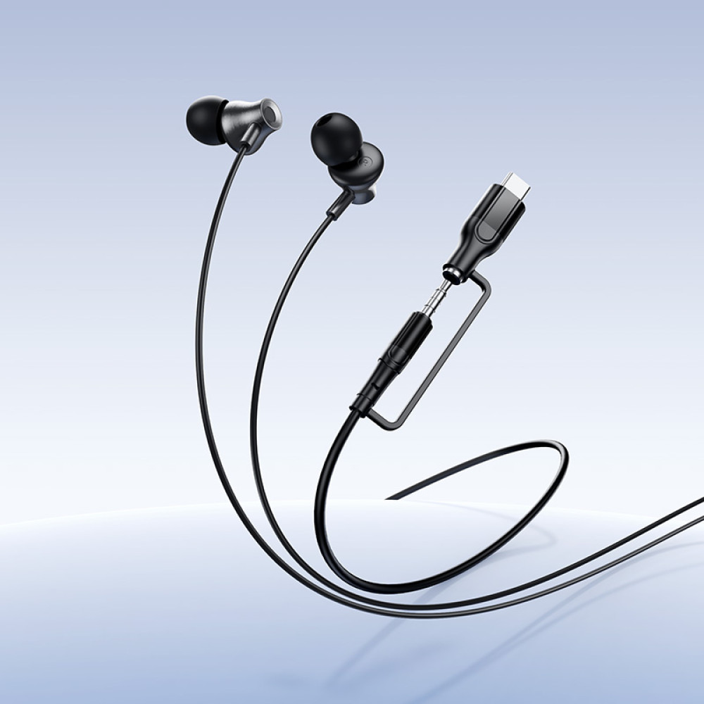 Handsfree 3.5mm / USB-C HOCO M119A, Preto