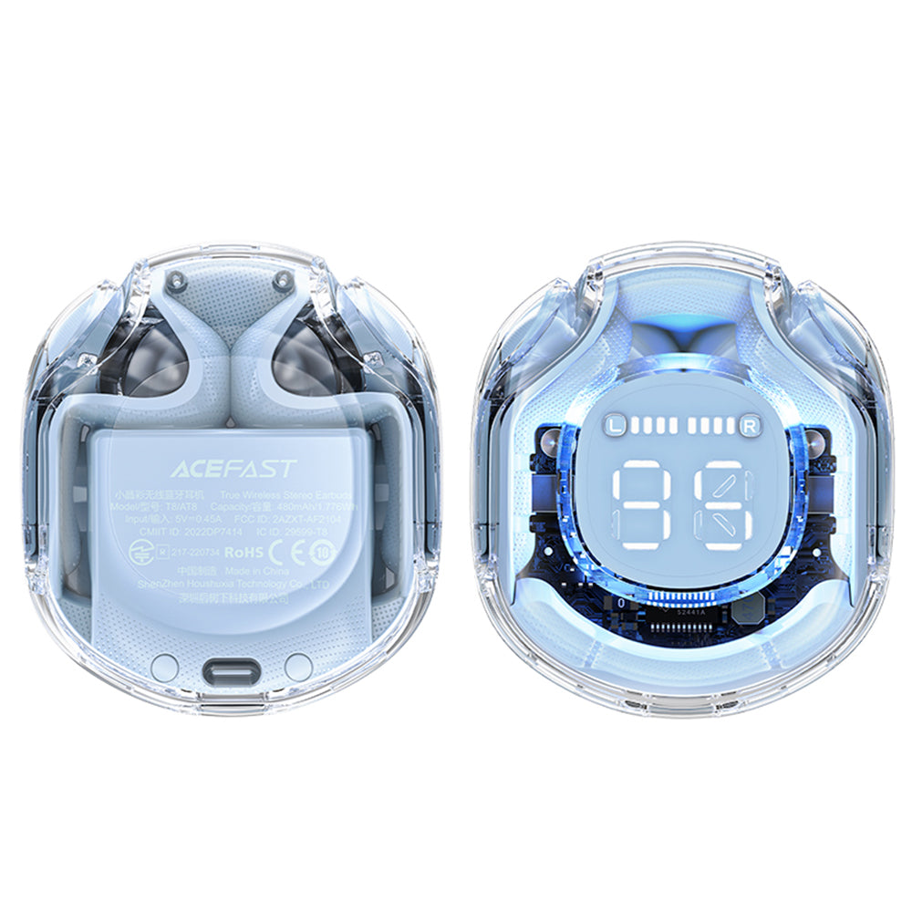 Handsfree Bluetooth Acefast T8, TWS, Azul