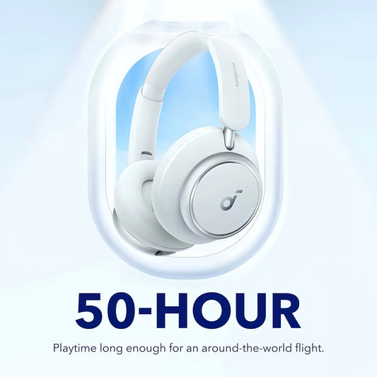 Mãos-livres Bluetooth Anker SoundCore Space Q45, Multiponto, A2DP, ANC, Branco A3040G21