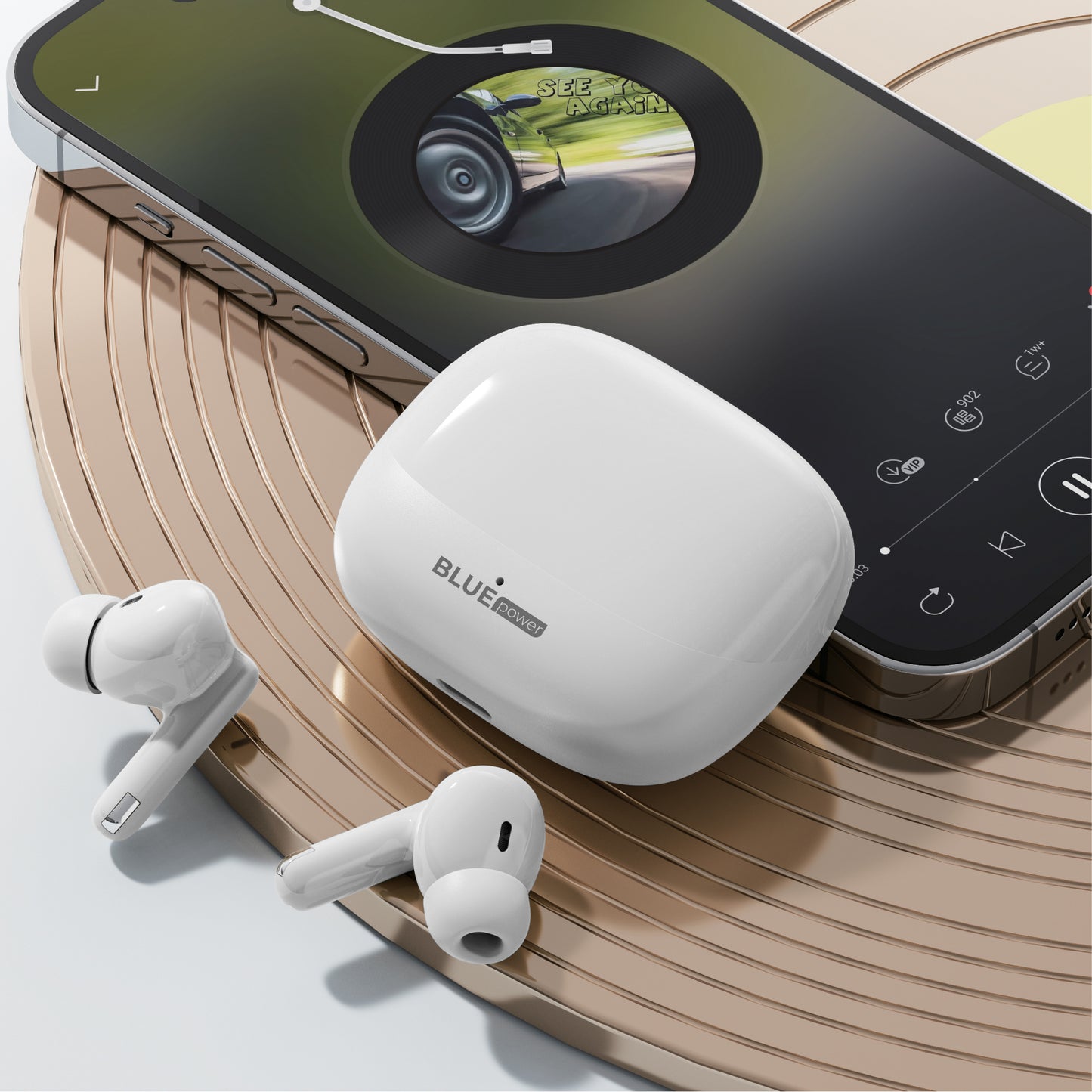 Mãos-livres Bluetooth Bluetooth Blue Power BPX34, TWS, branco