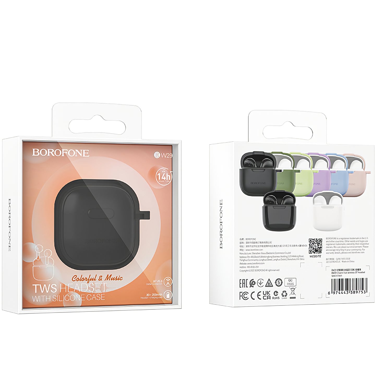 Auricular Bluetooth mãos-livres BW29, TWS, preto