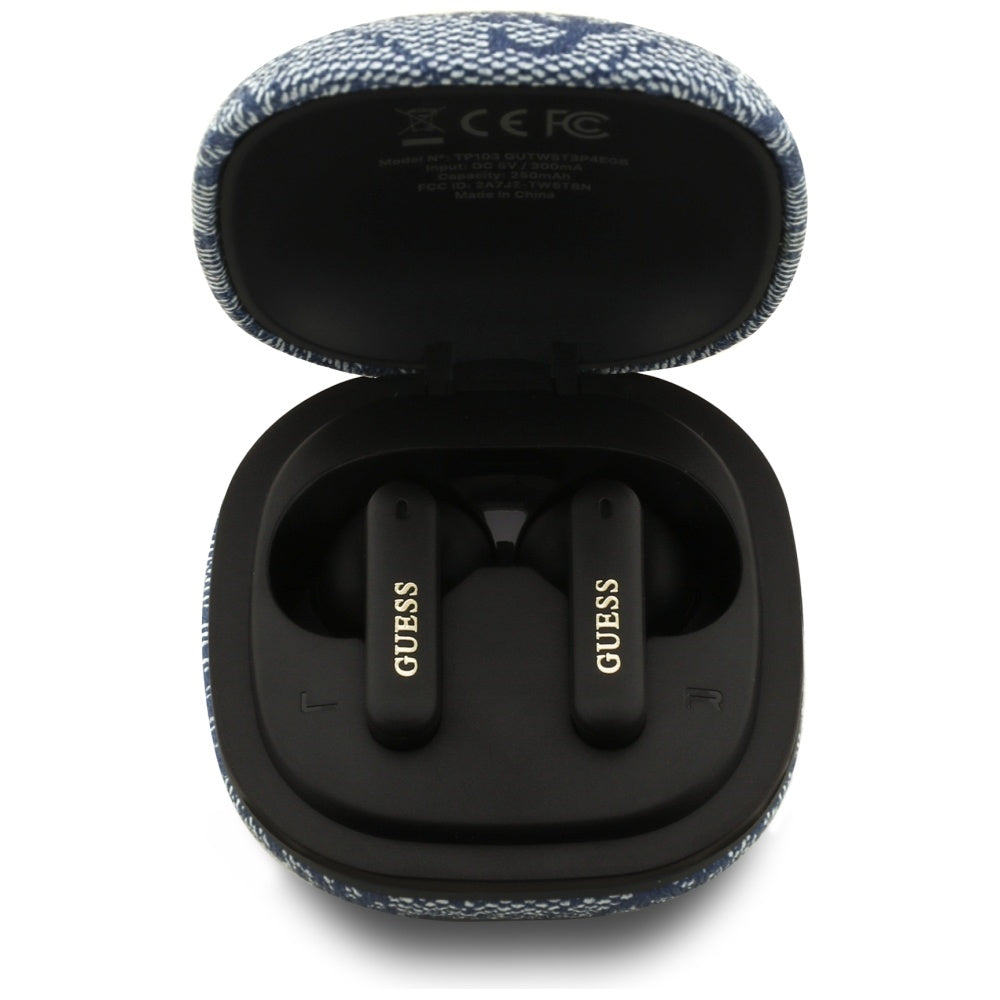 Handsfree Bluetooth Guess 4G Classic Metal Logo, TWS, Azul