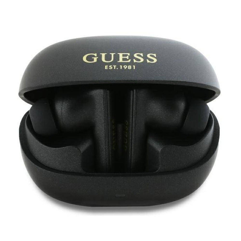 Handsfree Bluetooth Guess Capsule com Logo Impresso, TWS, ANC, Preto