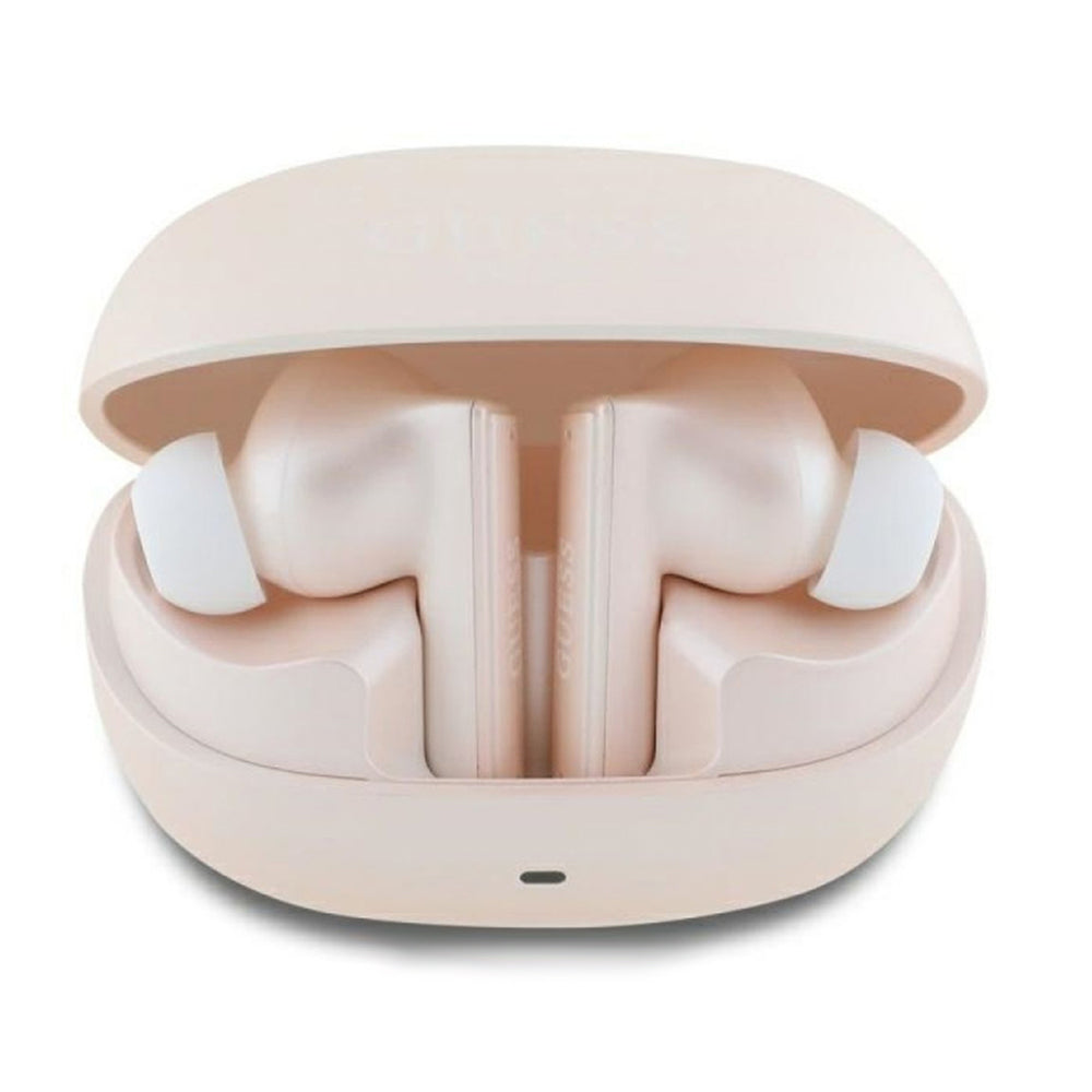 Handsfree Bluetooth Guess Capsule com Logo Impresso, TWS, ANC, Rosa