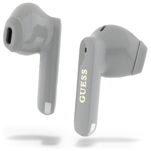 Handsfree Bluetooth Guess Alongado com Logo Metálico Impresso, TWS, Cinzento