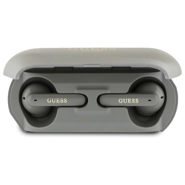 Handsfree Bluetooth Guess Alongado com Logo Metálico Impresso, TWS, Cinzento