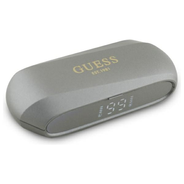 Handsfree Bluetooth Guess Alongado com Logo Metálico Impresso, TWS, Cinzento