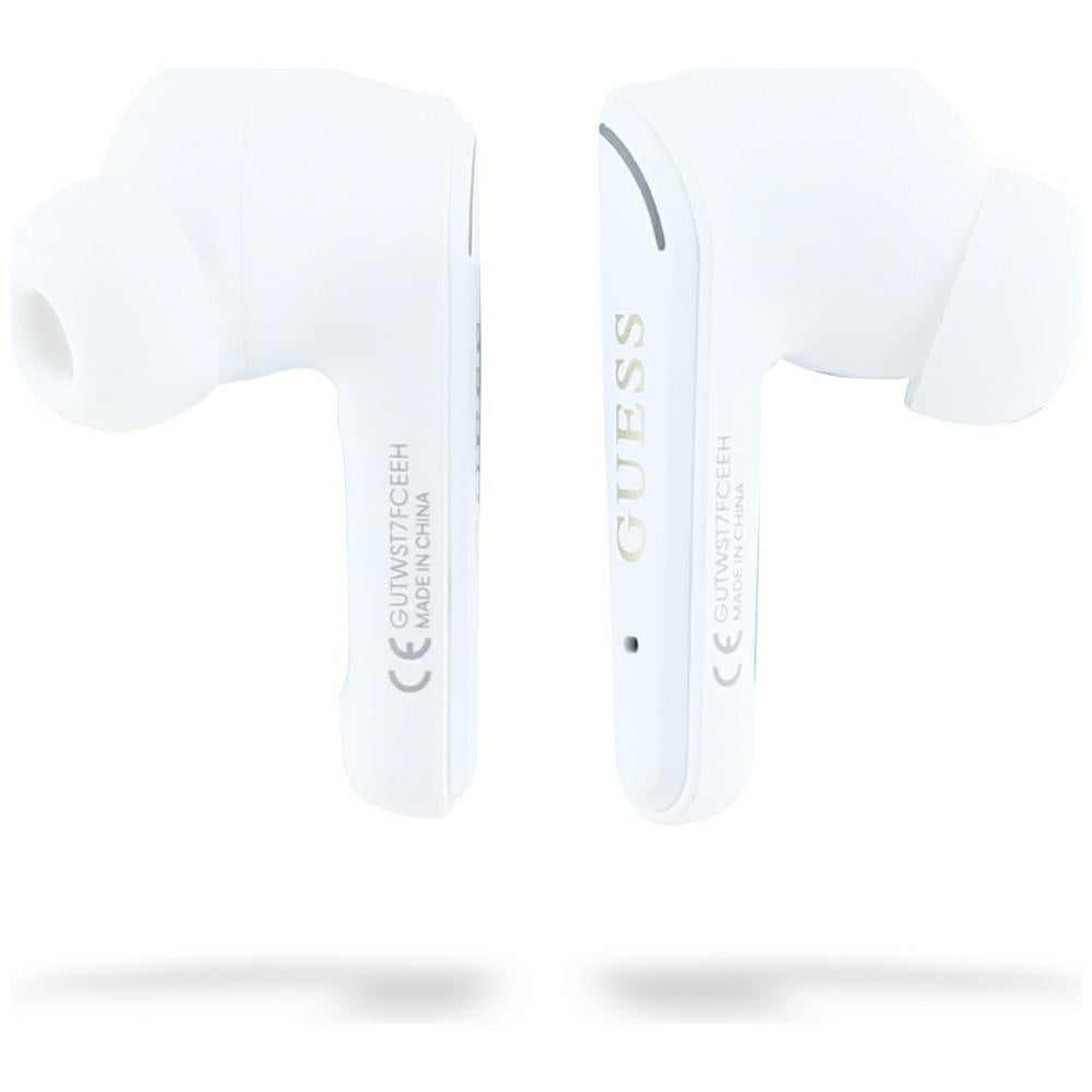 Handsfree Bluetooth Guess Flat Classic Logo Electroplated, TWS, Branco