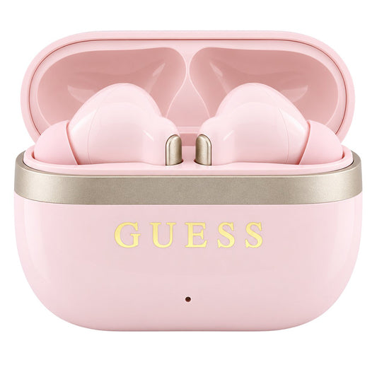Guess Glossy Gold Line Printed Classic Logo Bluetooth Handsfree, TWS, Pink